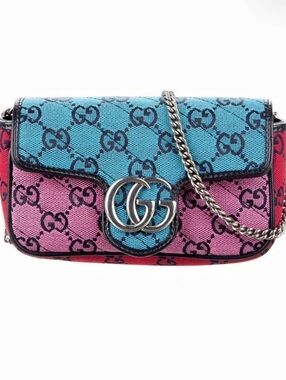 Gucci Monogram Multicolor Matelasse Diagonal Super Mini GG Marmont